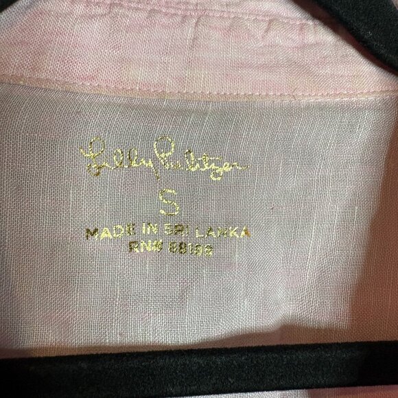 Lilly Pulitzer Sea View 100% Linen Button Down Shirt in Urchin Pink - Picture 4 of 6